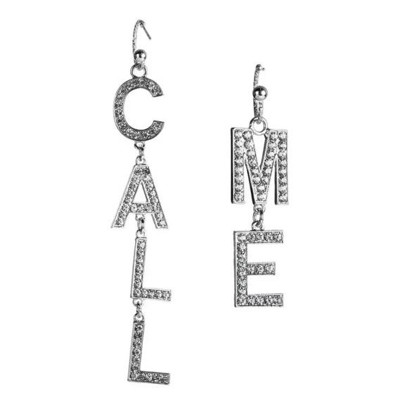 ❤IN STOCK ❤ Rhinestone CALL ME Dangle Earrings - Picture 2 of 4